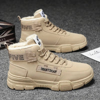 Relaxed Fleece Lined Sneakers for Men with Lace Up Design