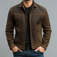 Elegant Tailored Leather Bomber Jacket for Men