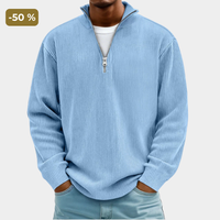 Elegant Half Zip Sweater for Men with High Neck Collar