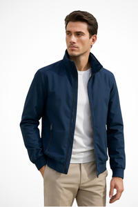 Elegant Minimalist Bomber Jacket for Men with Stand Collar