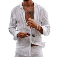 Relaxed Button Down Long Sleeve Shirt for Men