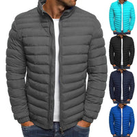 Elegant Tailored Puffer Jacket for Men with Standing Collar