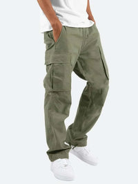 Effortless Straight Leg Cargo Pants for Men with Drawstring Hem