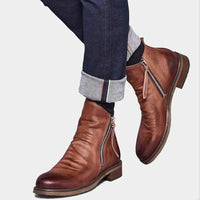 Refined Vintage Side Zip Ankle Boots for Men