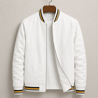 Relaxed Varsity Collar Bomber Jacket for Men with Ribbed Hem