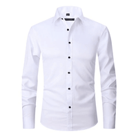 Refined Wrinkle Free Long Sleeve Shirt for Men with Stretch Fit