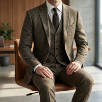 Refined Slim Fit Three Piece Suit for Men with Detachable Vest