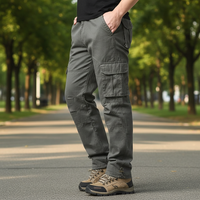 Relaxed Elastic Waist Cargo Pants for Men with Large Pockets