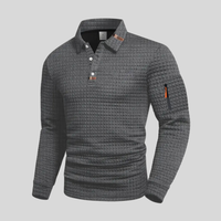 Refined Textured Polo Shirt for Men with Zip Sleeve Pocket