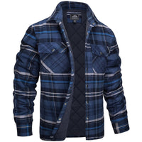 Relaxed Checked Lined Shacket for Men with Snap Button Pockets
