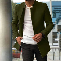 Elegant Tailored Jacket for Men with Stand Collar