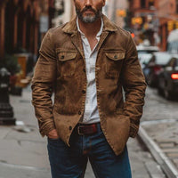 Relaxed Button Front Shacket for Men with Patch Chest Pockets