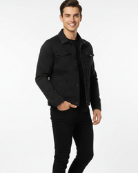 Relaxed Denim Trucker Jacket for Men with Buttoned Chest Pockets