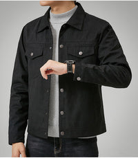Relaxed Denim Jacket for Men with Flap Chest Pockets