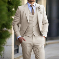 Elegant Three Piece Business Suit for Men with Vest
