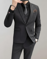 Refined Single Breasted Three Piece Suit for Men