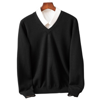 Stylish V Neck Sweater for Men with Ribbed Cuffs and Hem
