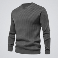 Elegant Waffle Knit Crewneck Sweater for Men