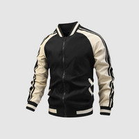 Stylish Striped Sleeve Bomber Jacket for Men with Full Zip