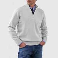 Elegant Quarter Zip Sweater for Men with Ribbed Trim
