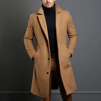 Refined Single Breasted Overcoat for Men with Notch Lapel