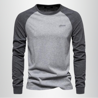 Refined Raglan Long Sleeve Shirt for Men with Crew Neck