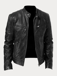Refined Minimalist Leather Bomber Jacket for Men