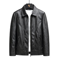 Relaxed Vintage Leather Bomber Jacket for Men with Zip Front