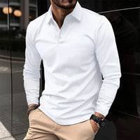 Elegant Long Sleeve Polo Shirt for Men with Soft Touch Finish