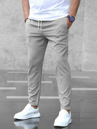 Refined Slim Fit Chino Pants for Men with Drawstring Waist