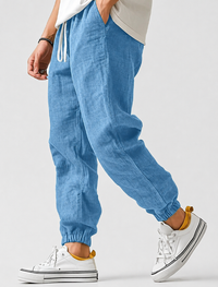 Relaxed Tapered Jogger Pants for Men with Ribbed Cuffs