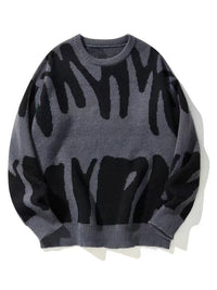 Stylish Patterned Crewneck Sweatshirt for Men with Elastic Cuffs