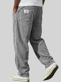 Refined Ribbed Texture Relaxed Pants for Men