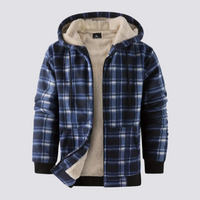 Stylish Checkered Hooded Jacket for Men with Zip Closure