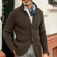 Elegant Shawl Collar Button Knit Cardigan for Men