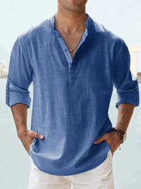 Effortless Mandarin Collar Long Sleeve Shirt for Men