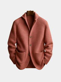 Stylish Ribbed Knit Cardigan for Men with Shawl Collar