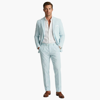 Refined Pinstripe Two Piece Suit for Men with Notch Lapel