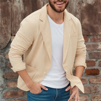Relaxed Unstructured Casual Blazer for Men with Patch Pockets