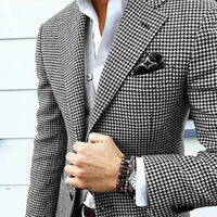 Refined Houndstooth Notch Lapel Blazer for Men