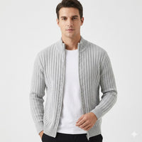 Elegant Zip Cardigan for Men with Turtleneck Collar