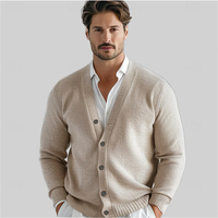 Elegant V Neck Knit Cardigan for Men with Button Front
