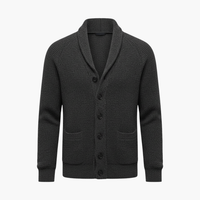 Refined Shawl Collar Cardigan for Men with Patch Pockets