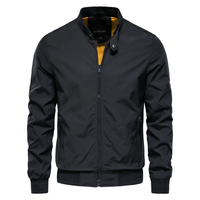 Effortless Lined Bomber Jacket for Men with Ribbed Cuffs
