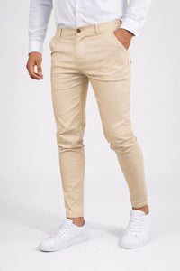 Elegant Tapered Chino Pants for Men with Flat Front