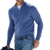 Refined Quarter Zip Sweater for Men with Stand Collar