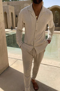 Effortless Cuban Collar Two Piece Set for Men