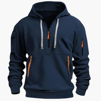 Relaxed Half Zip Hoodie for Men with Utility Pockets