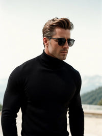 Elegant Fine Knit Turtleneck Sweater for Men