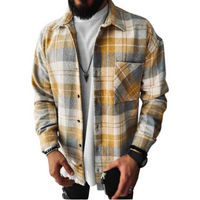 Stylish Plaid Button Down Shacket for Men